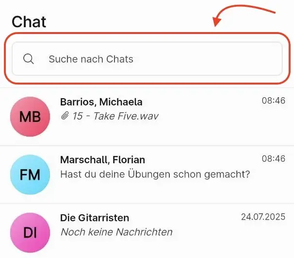 Suchfeld für Chats